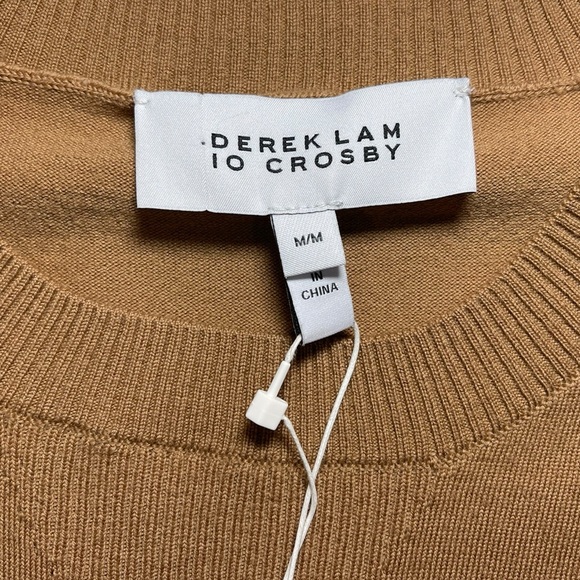 Derek Lam 10 Crosby Sweater Dress Lainey Mixed Media Tan Print Long Sleeve NEW - Picture 7 of 15